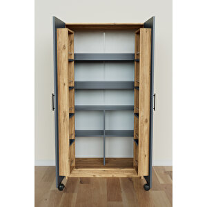 "zelvin" 2 Kapakli Raflı Kiler Dolabı Banyo Dolabı, Mutfak Dolabı Çok Amaçlı Dolap