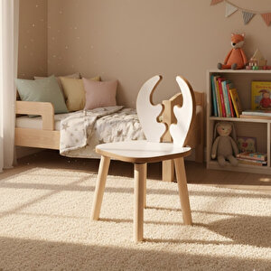 Montessori Çocuk Masası 1 Masa & 2 Deer Sandalye Beyaz