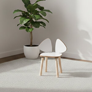 Montessori Çocuk Mickey 1 Adet Beyaz Sandalye Beyaz