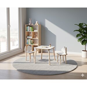 Montessori Çocuk Mickey 1 Adet Beyaz Sandalye Beyaz