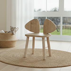 Montessori Çocuk Masası 1 Masa & 1 Kahverengi Mickey Sandalye