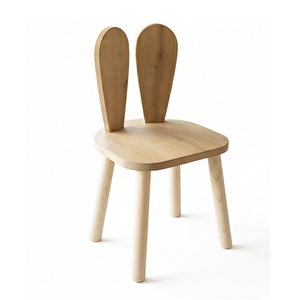 Montessori Çocuk Masası 1 Masa & 2 Bunny Sandalye Kahverengi Açık Kahverengi