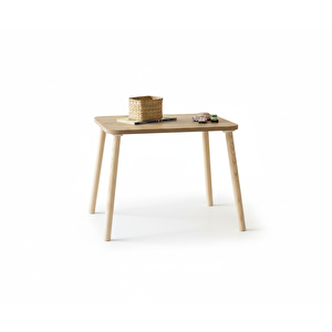 Montessori Çocuk Masası 1 Masa & 2 Bunny Sandalye Kahverengi Açık Kahverengi