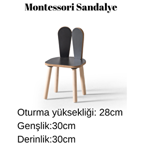 Montessori Çocuk Bunny 1 Adet Antrasit Sandalye Antrasit