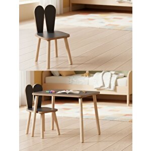 Montessori Çocuk Bunny 1 Adet Antrasit Sandalye