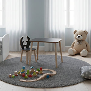 Montessori Çocuk Masası 1 Masa & 1 Antrasit Deer Sandalye Antrasit