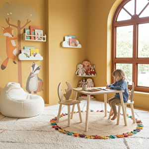 Montessori Çocuk Deer 1 Adet Kahverengi Sandalye Açık Kahverengi