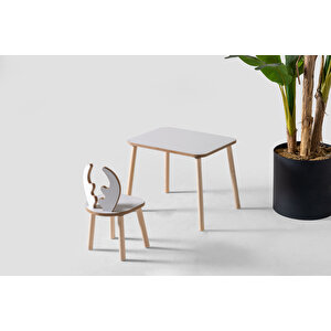 Montessori Çocuk Deer 1 Adet Beyaz Sandalye