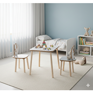 Montessori Çocuk Deer 1 Adet Beyaz Sandalye