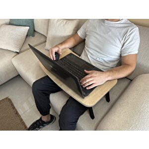 Katlanabi̇li̇r Mdf Laptop Sehpasi, Safi̇r Meşe Açık Kahverengi