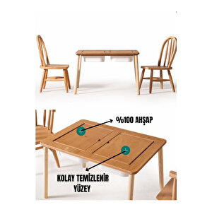 Montessori̇ Çi̇ft Hazneli̇ 2 Sandalyeli̇ Akti̇vi̇te Masasi Hugo