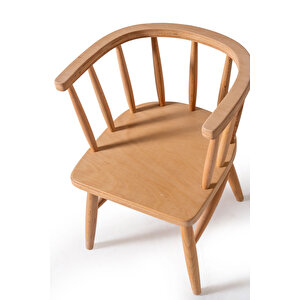 Remy Montessori̇ Çocuk Sandalyesi̇ Masi̇f Ahşap Kayin Kontra Verni̇kli̇