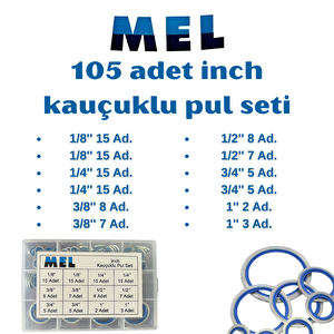 Mel 105 Parça Inch Ölçülü Oringli Pul Seti
