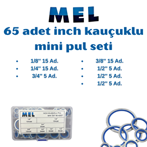 Mel 65 Parça Inch Ölçülü Oringli Pul Seti