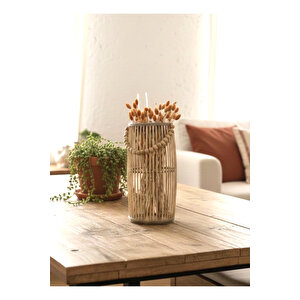 Bambu Vazo / Ahşap Vazo / Çiçeklik / Dekoratif Uzun Fener Mumluk 38 Cm 38 cm