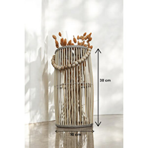 Bambu Vazo / Ahşap Vazo / Çiçeklik / Dekoratif Uzun Fener Mumluk 38 Cm 38 cm