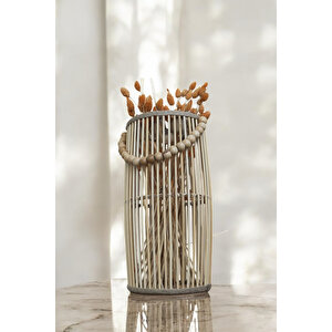 Bambu Vazo / Ahşap Vazo / Çiçeklik / Dekoratif Uzun Fener Mumluk 38 Cm 38 cm