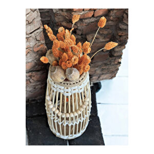 Bambu Çubuk Vazo / Doğal Ahşap Prenses Vazo / Dekoratif Bambu Çiçeklik (38 Cm)