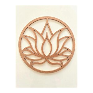 Lotus Çiçeği Desenli Ahşap Kasnak / 6 Mm Ham Mdf Boyanabilir Lotus 50 Cm