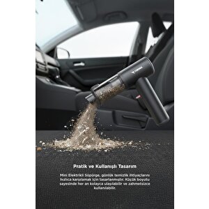 Araç İçi Süpürge 22.000pa Güçlü Emiş Usb-c Şarjlı Mini Araba El Süpürgesi Torima Lt102 Siyah