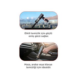 Araç İçi Süpürge 22.000pa Güçlü Emiş Usb-c Şarjlı Mini Araba El Süpürgesi Torima Lt102 Siyah