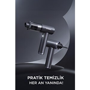 Araç İçi Süpürge 22.000pa Güçlü Emiş Usb-c Şarjlı Mini Araba El Süpürgesi Torima Lt102 Siyah