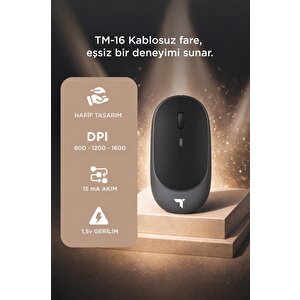 Mouse Çift Modlu Sessiz Kablosuz Fare Tm16 Gri