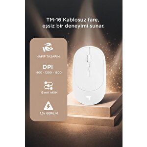 Mouse Çift Modlu Sessiz Kablosuz Fare Tm16 Beyaz