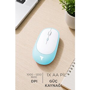 Mouse Çift Modlu Sessiz Kablosuz Fare Tm16 Mavi