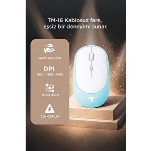 Mouse Çift Modlu Sessiz Kablosuz Fare Tm16 Mavi
