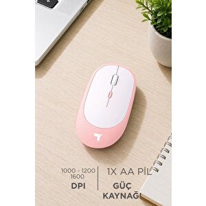 Mouse Çift Modlu Sessiz Kablosuz Fare Tm16 Pembe