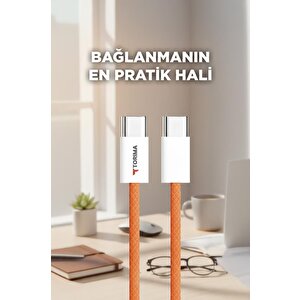 Şarj Kablosu Type-c To Type-c Hızlı Şarj Ve Data Kablo U25 Turuncu