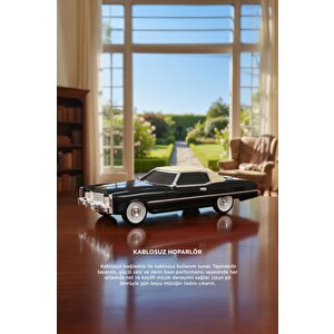 Bluetooth Hoparlör Retro Klasik Araba Tasarımlı 10w Fm Usb Tws  Speaker D83 Siyah