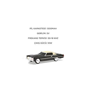 Bluetooth Hoparlör Retro Klasik Araba Tasarımlı 10w Fm Usb Tws  Speaker D83 Siyah