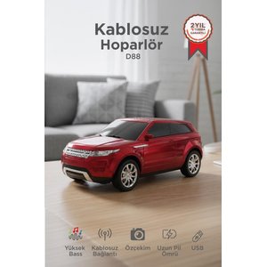 Bluetooth Hoparlör Suv Araba Tasarımlı 16w Fm Usb Selfıe Speaker D88 Kırmızı