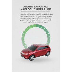 Bluetooth Hoparlör Suv Araba Tasarımlı 16w Fm Usb Selfıe Speaker D88 Kırmızı