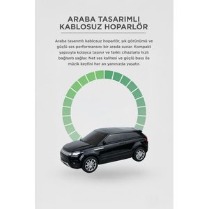 Bluetooth Hoparlör Suv Araba Tasarımlı 16w Fm Usb Selfie Speaker D88 Siyah