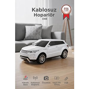 Bluetooth Hoparlör Suv Araba Tasarımlı 16w Fm Usb Selfie Speaker D88 Beyaz