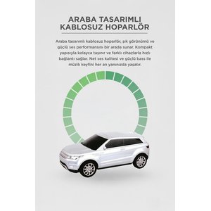 Bluetooth Hoparlör Suv Araba Tasarımlı 16w Fm Usb Selfie Speaker D88 Beyaz