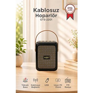 Bluetooth Speaker Kablosuz Hoparlör  Usb Girişli Şarjlı Hoparlör Gts-2201 Siyah