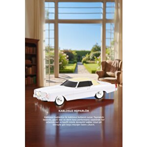 Bluetooth Hoparlör Retro Klasik Araba Tasarımlı 10w Fm Usb Tws  Speaker D83 Beyaz