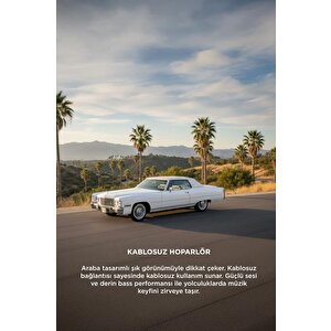 Bluetooth Hoparlör Retro Klasik Araba Tasarımlı 10w Fm Usb Tws  Speaker D83 Beyaz