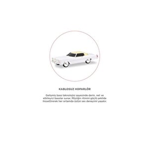 Bluetooth Hoparlör Retro Klasik Araba Tasarımlı 10w Fm Usb Tws  Speaker D83 Beyaz