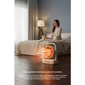 Mini Isıtıcı Fan Taşınabilir Sessiz Hızlı Isıtma 500w Kompakt Isıtıcı Ht100 Bej