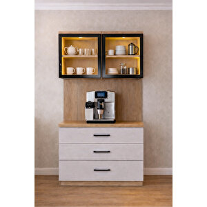 Vitrinli Ünite, Liveo Kahve Köşesi, Çok Amaçlı Çekmeceli Camlı Kahve Ünitesi