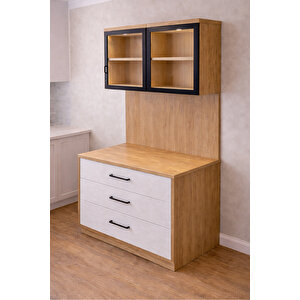 Vitrinli Ünite, Liveo Kahve Köşesi, Çok Amaçlı Çekmeceli Camlı Kahve Ünitesi