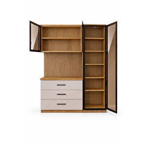 Vitrinli Ünite, Liveo Kahve Köşesi + Çok Amaçlı Raflı Tek Kapaklı Dolap