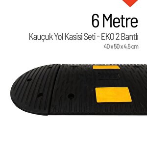 6 Metre Kauçuk Hız Kesici Set | 2 Bantlı Yol Kasisi Uygulaması 1072 Siyah