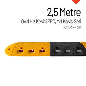 2,5 Metre Oval Hız Kesici Set | Modüler Yol Kasisi Çözümü 2183 Oksit Sarı