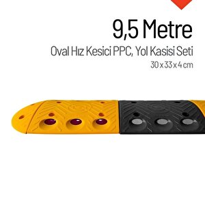 9,5 Metre Oval Hız Kesici Set | Modüler Yol Kasisi Sarı Siyah